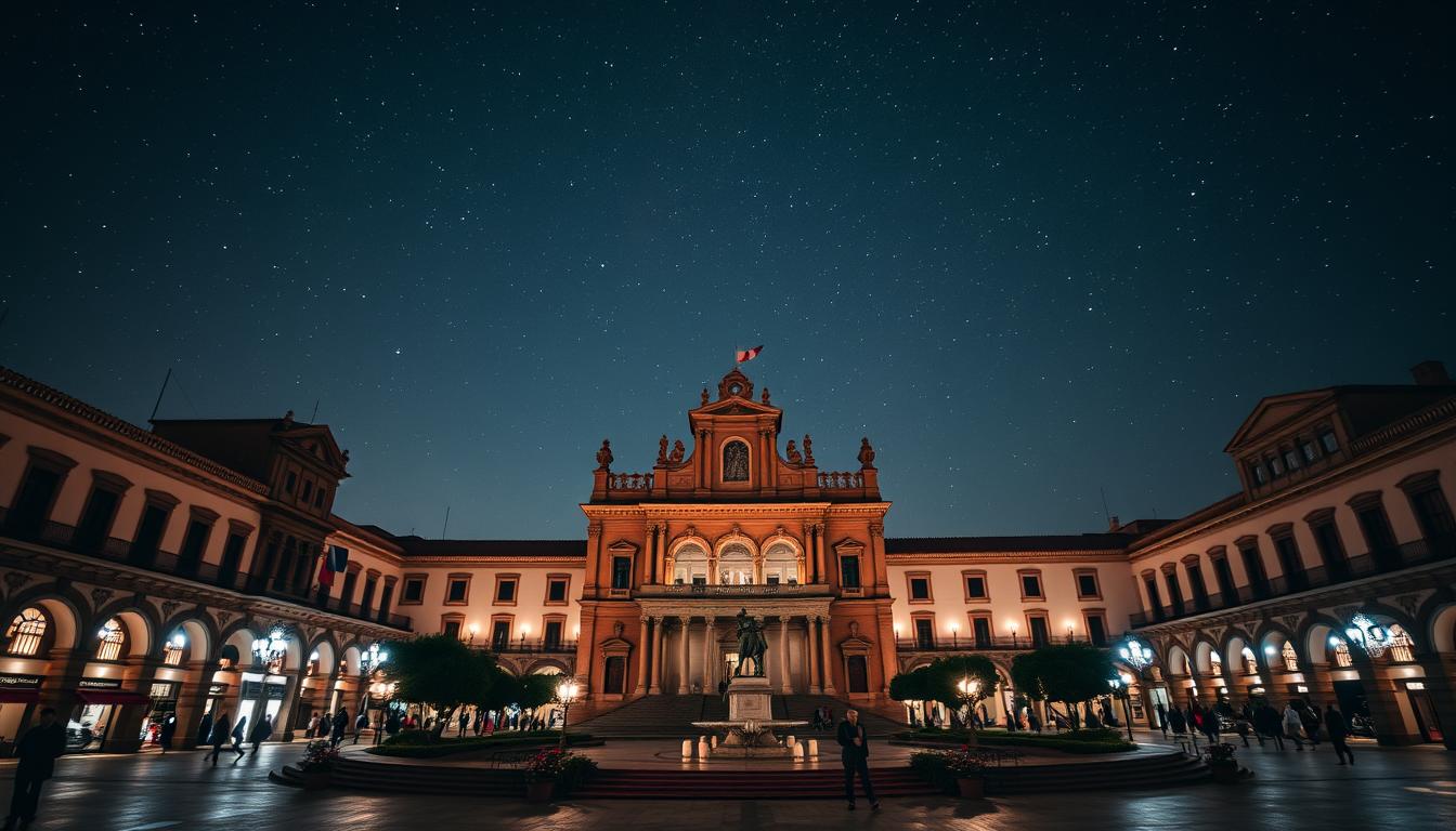 Ein Bild der Plaza de Armas in Cusco bei Nacht