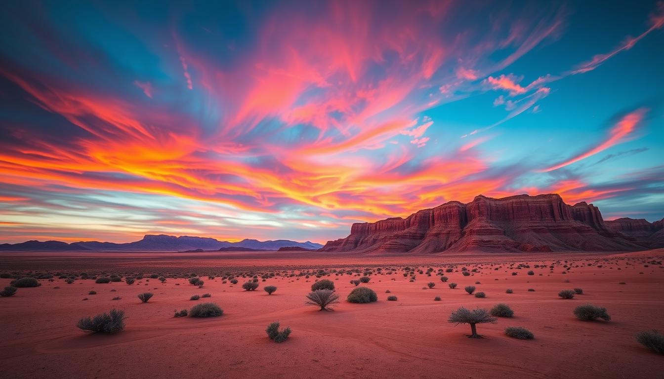 Ein Bild von der Atacama-Wüste bei Sonnenuntergang