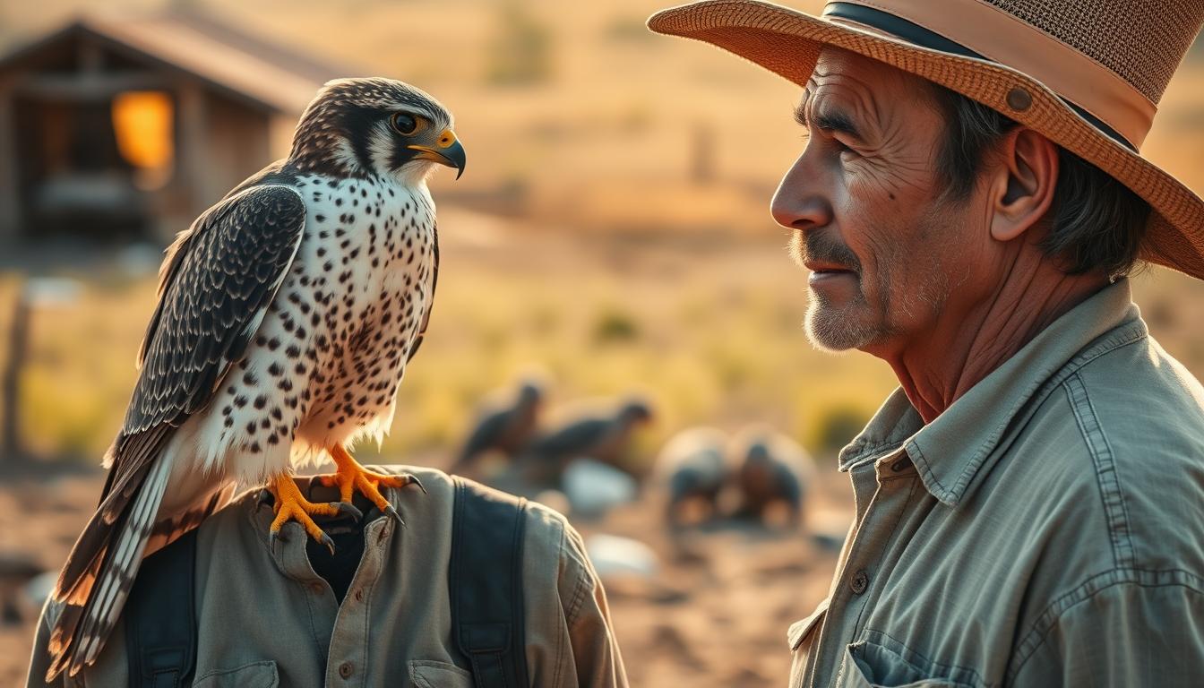 Falco peregrinus dan petani