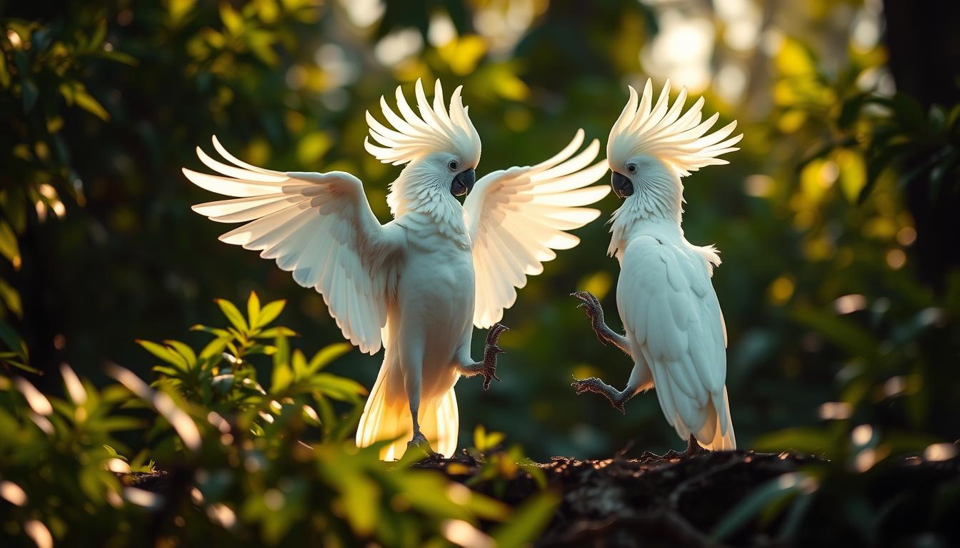 Cacatua galerita melakukan ritual kawin