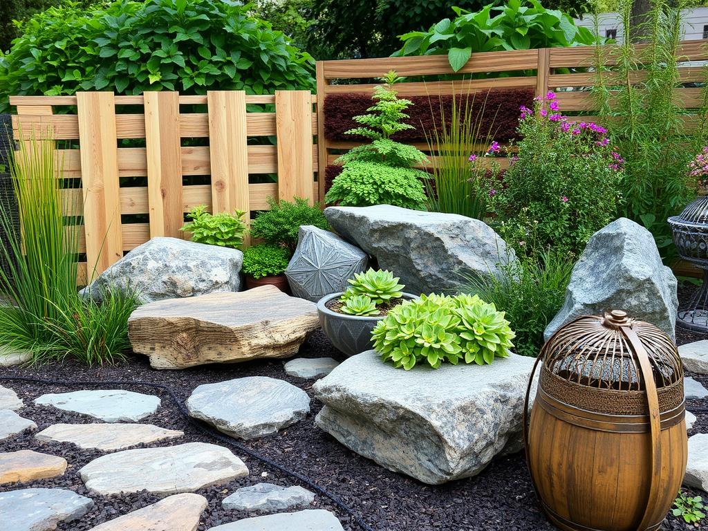 Bild von einem Garten mit verschiedenen Materialien