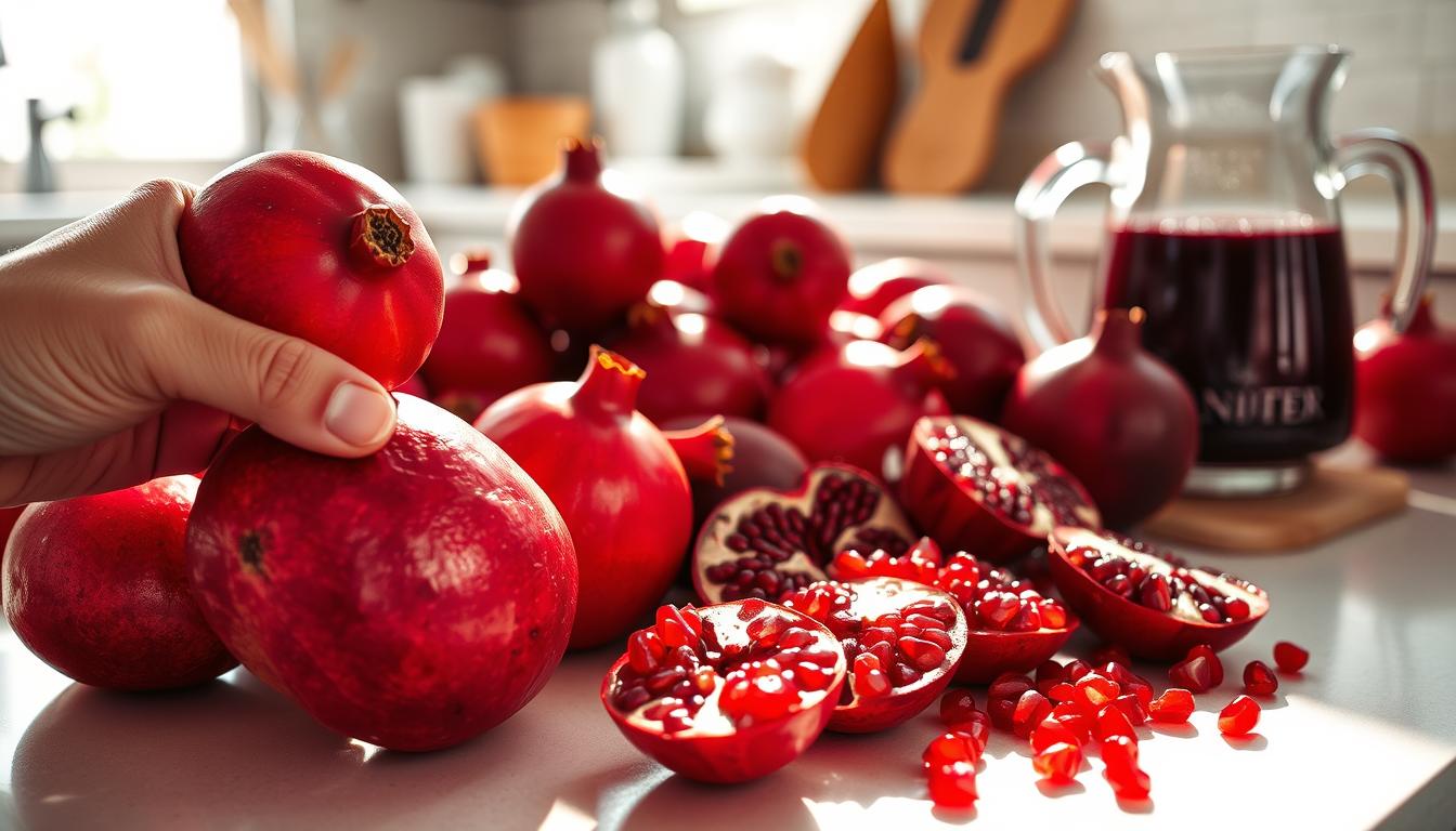 selecting pomegranates