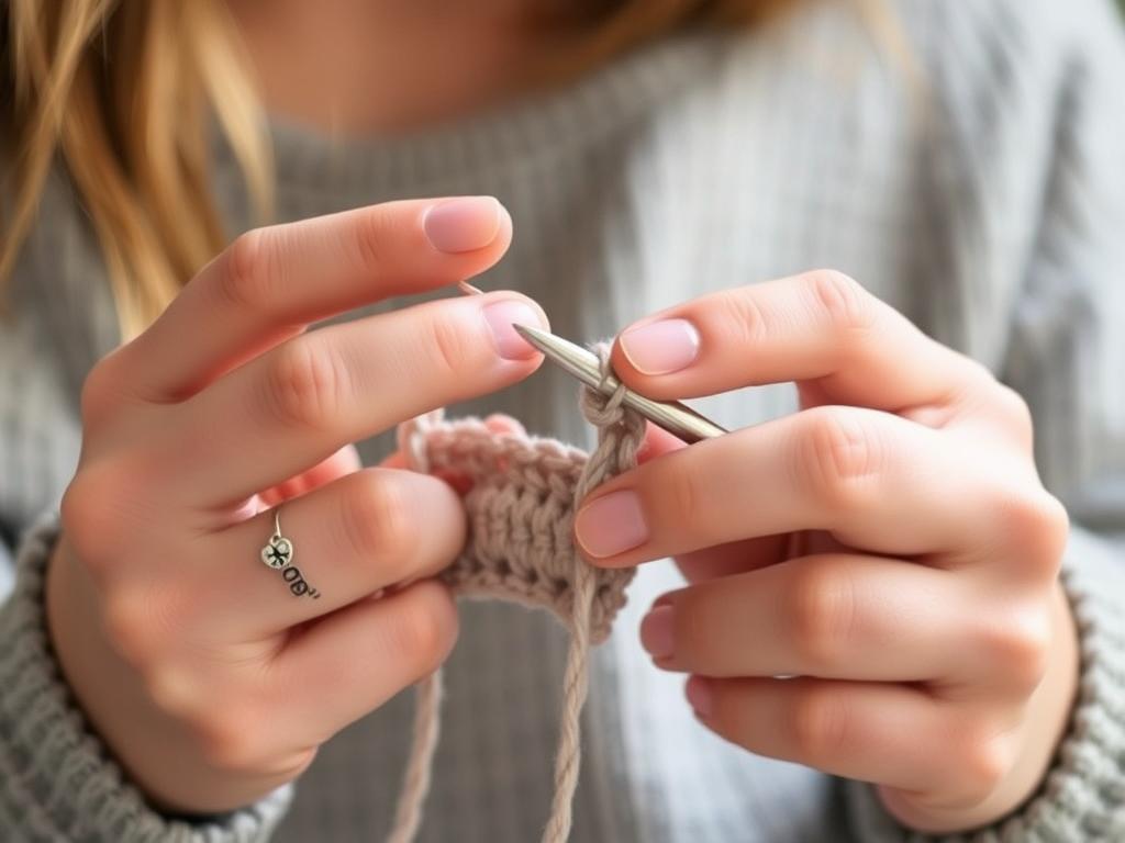 Beginner crocheter learning with a Clover Amour Crochet Hook