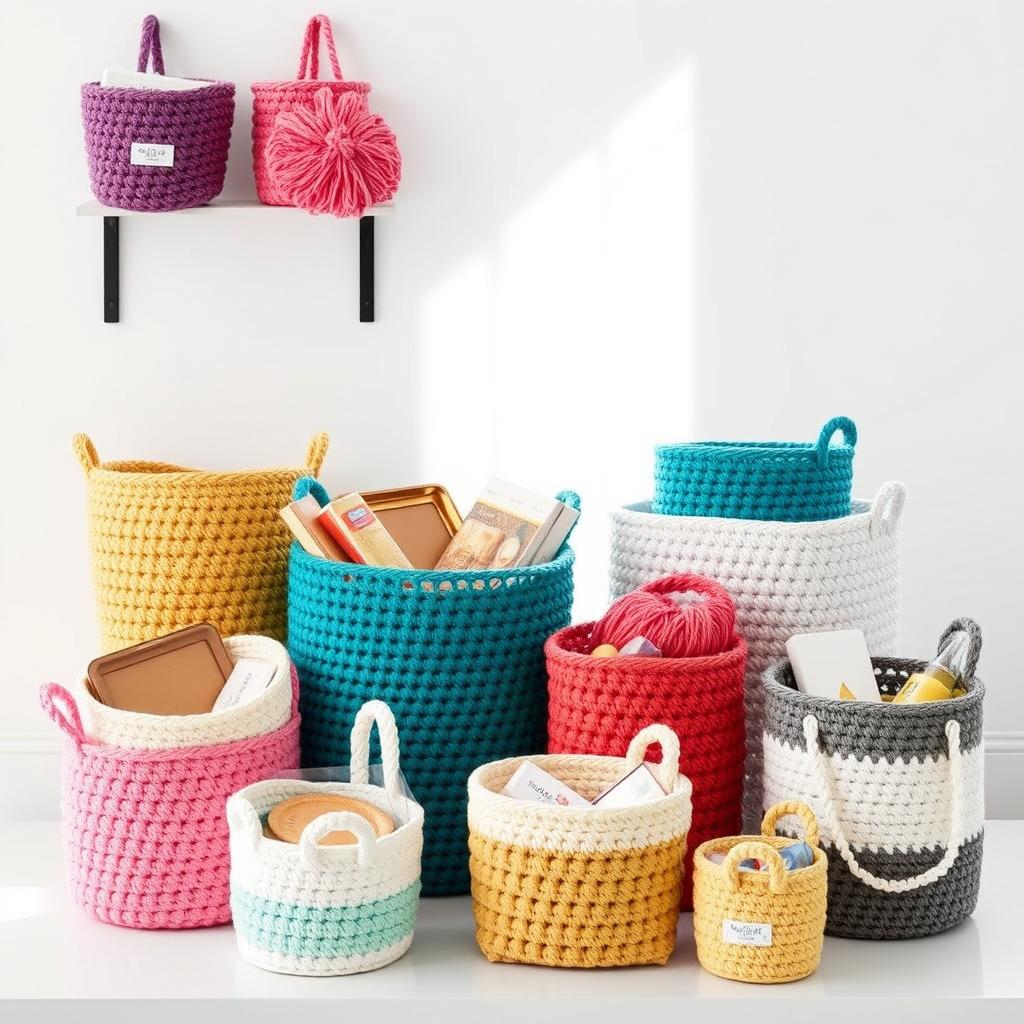 Collection of crochet basket and storage patterns