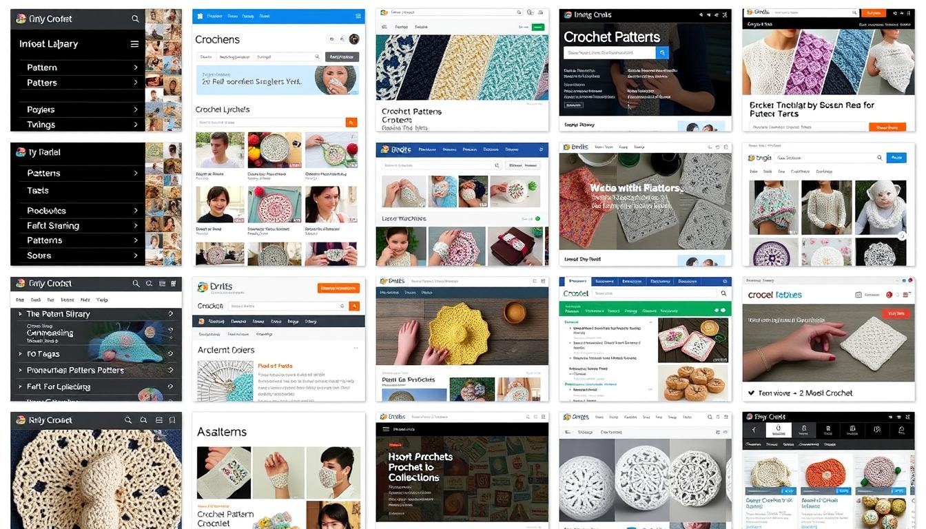 Screenshot of crochet pattern libraries and resources