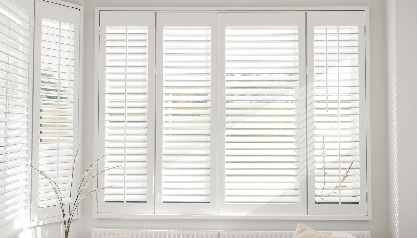 żaluzje drewniane białe.