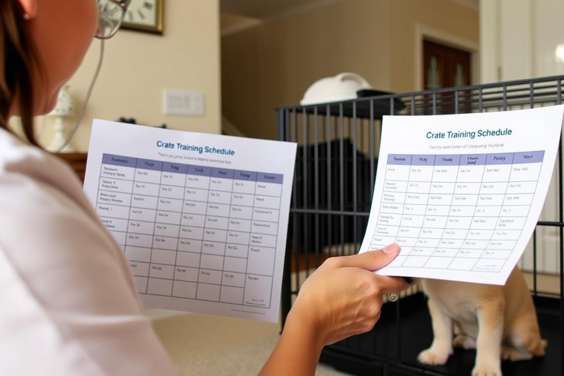 Person following a crate training schedule with a puppy