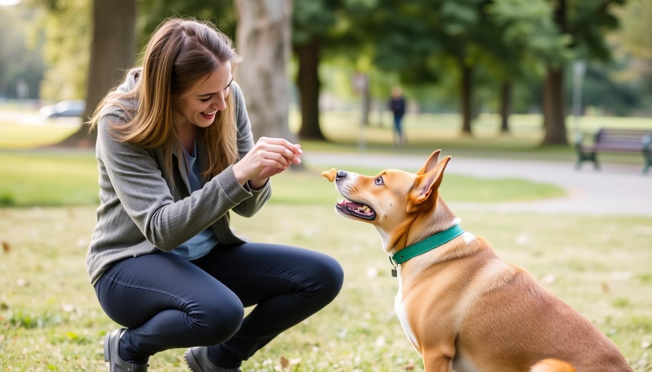A person training a dog with positive reinforcement, showing how to strengthen bonds with the most loyal dog breeds