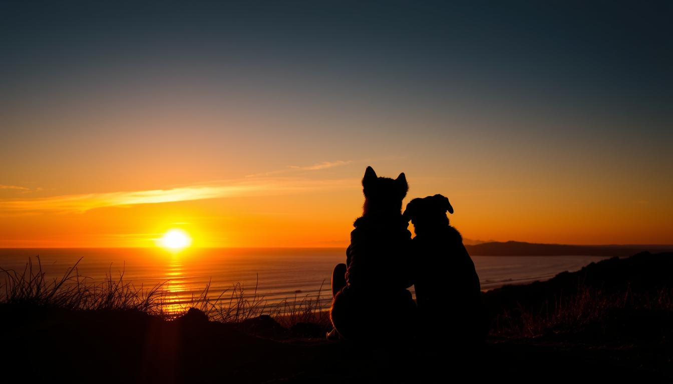 A person and their loyal dog watching a sunset together, symbolizing the lifelong bond formed with the most loyal dog breeds