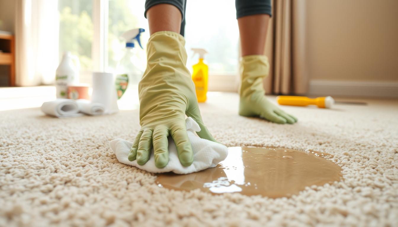 step-by-step cleaning process for fresh vomit