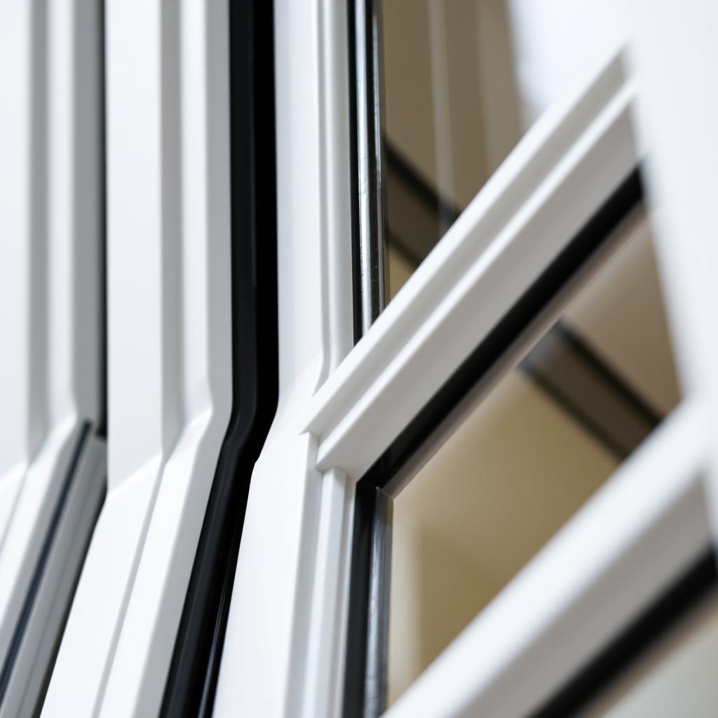 Close-up of flush casement window showing elegant design details