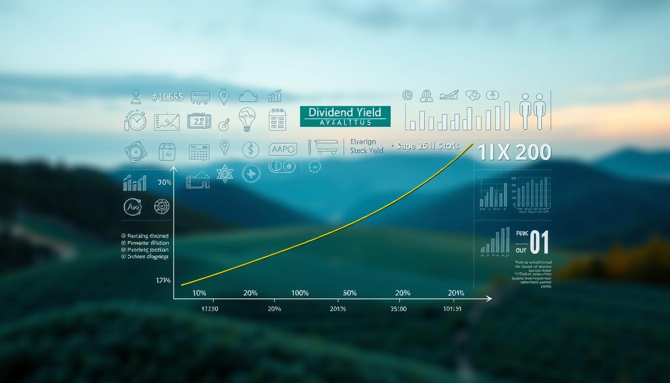 A beautifully detailed chart displaying the concept of "dividend yield" - a key metric for evaluating dividend-paying stocks. The foreground showcases a graph illustrating the relationship between stock price, dividends, and yield, with clean, elegant infographics. The middle ground features an array of financial icons, graphs, and data visualizations, conveying the analytical nature of the topic. The background is a serene, minimalist landscape, with soft lighting and a subtle color palette, creating a sense of thoughtfulness and contemplation. The overall mood is one of informed, data-driven decision making, perfectly suited to accompany the article's section on "Key Factors to Consider Before Buying Dividend Stocks".
