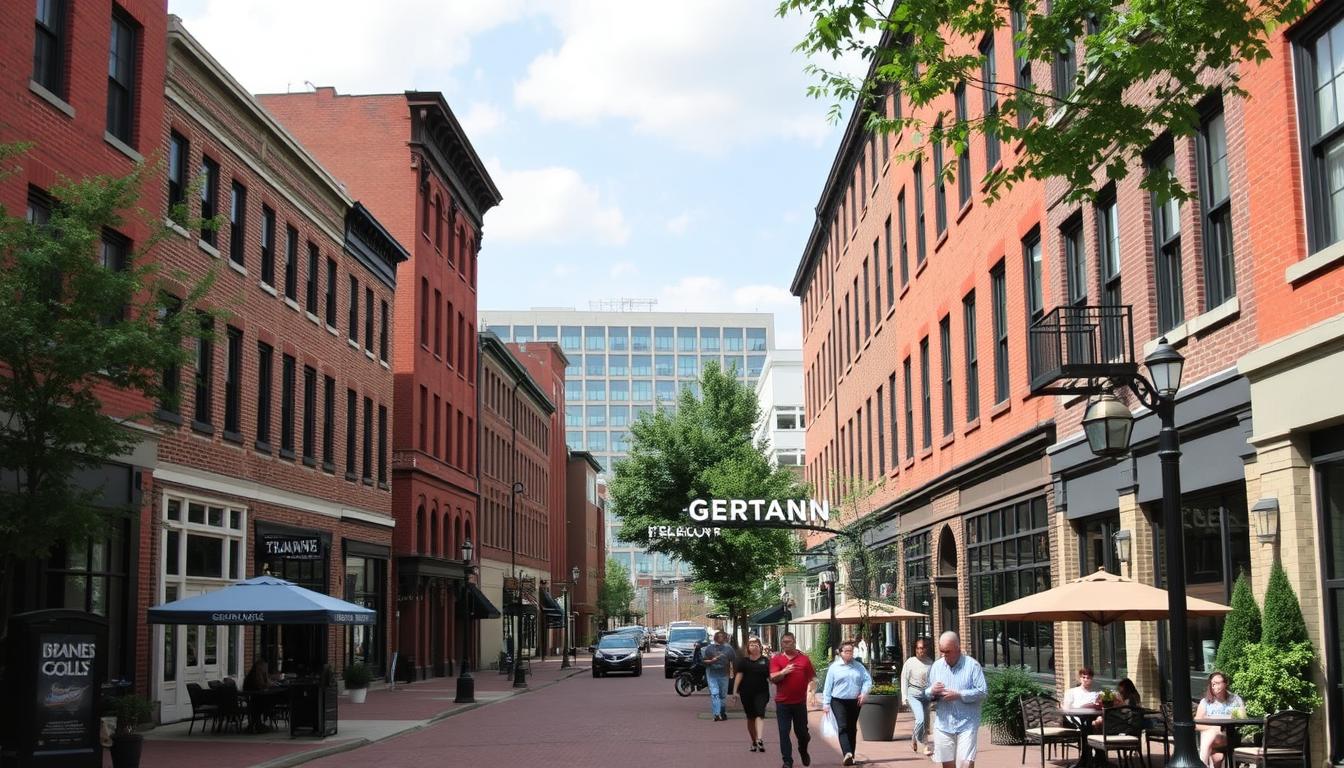 Germantown neighborhood in zip code 37208 showing historic buildings and modern development