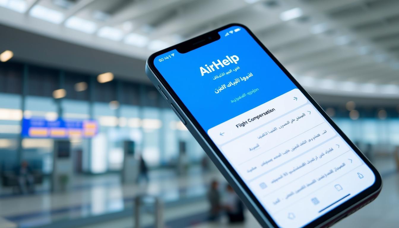 واجهة تطبيق AirHelp الرئيسية تعرض خيارات المطالبة بالتعويض