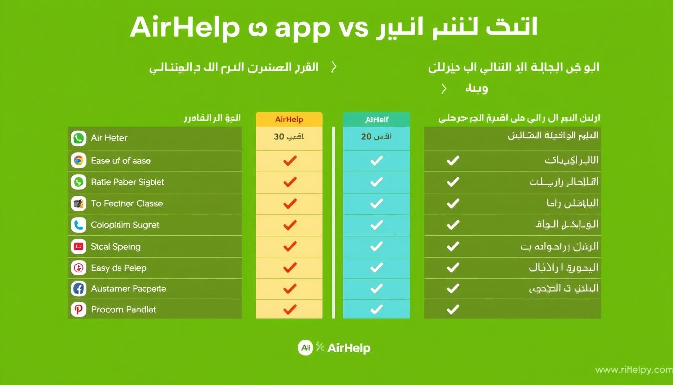 مقارنة بصرية بين تطبيق AirHelp والمنافسين