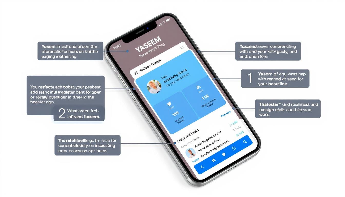 Image of Yaseem app features on a mobile device