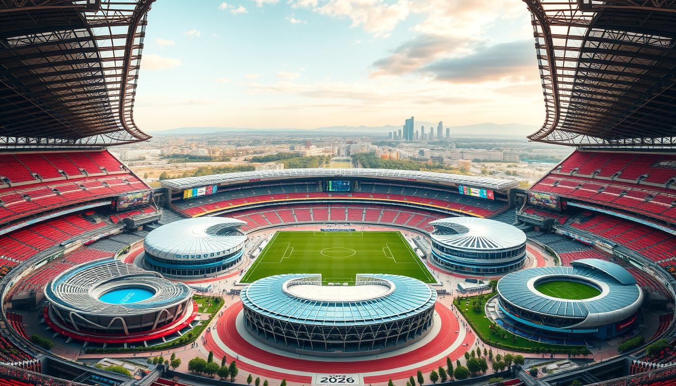Generate an image of the 16 World Cup 2026 stadiums