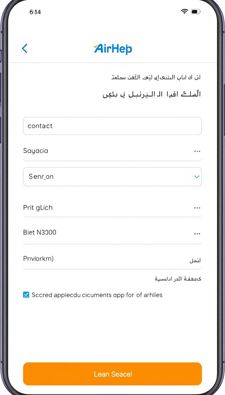 شاشة تقديم المطالبة في تطبيق AirHelp