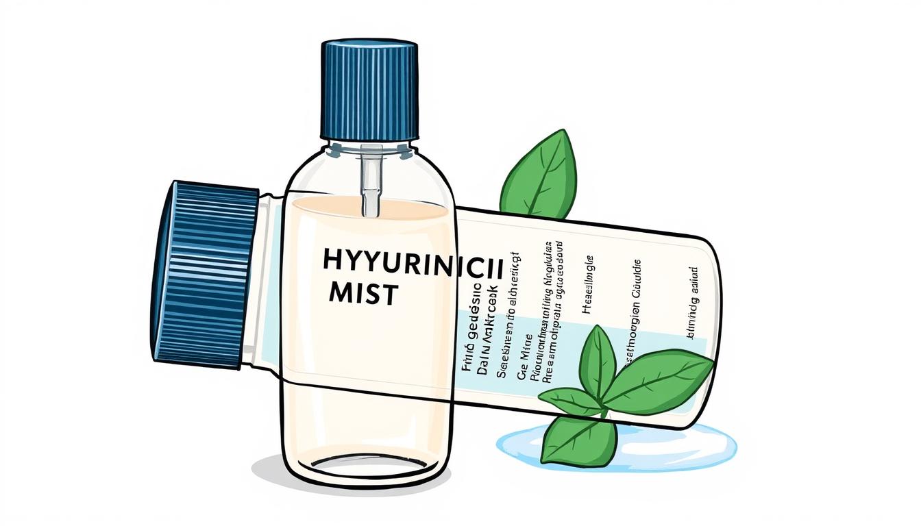 Generate an image of a travel-sized facial mist with hyaluronic acid.