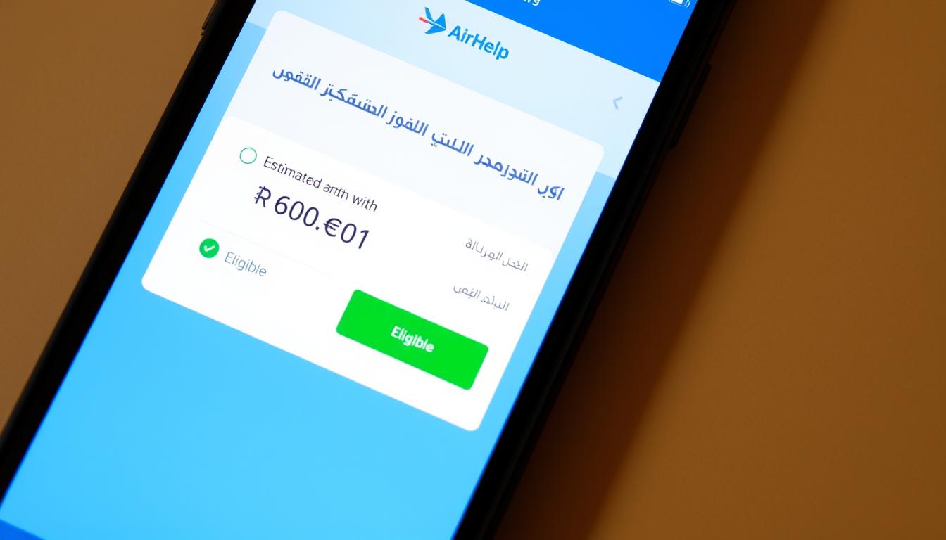 شاشة التحقق من أهلية الرحلة للتعويض في تطبيق AirHelp