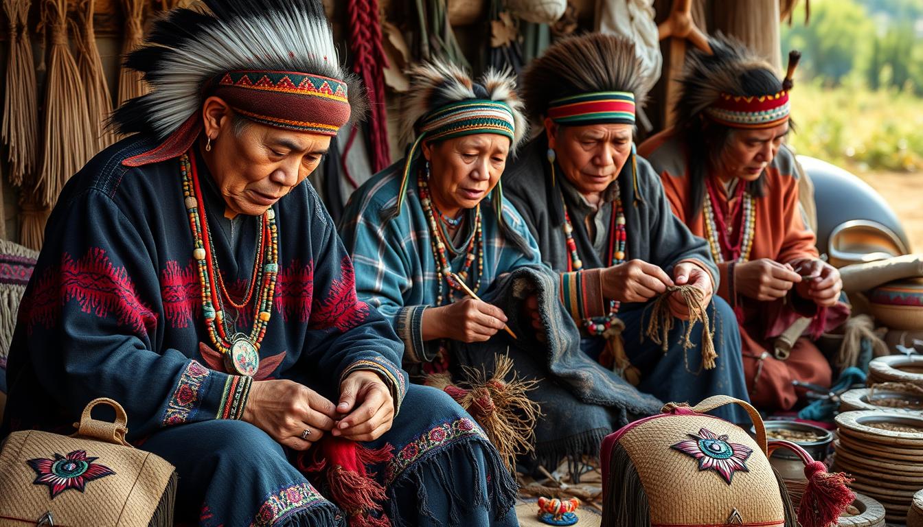 Image of Native American artisans creating traditional crafts