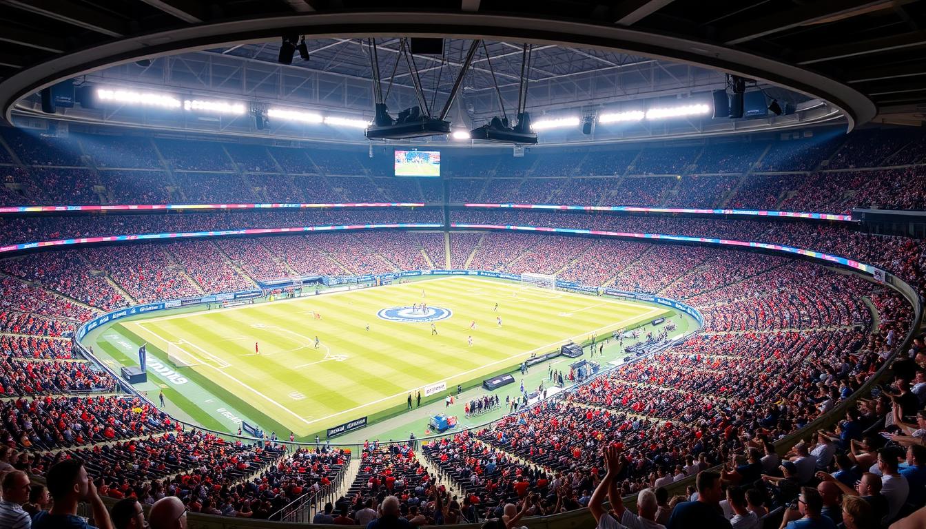Image of AT&amp;T Stadium's interior during a World Cup match