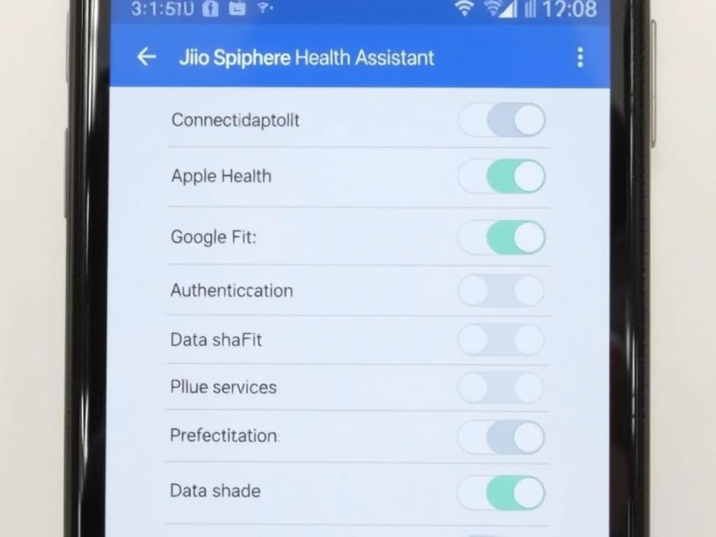 JioSphere Health Assistant integration settings with other health apps
