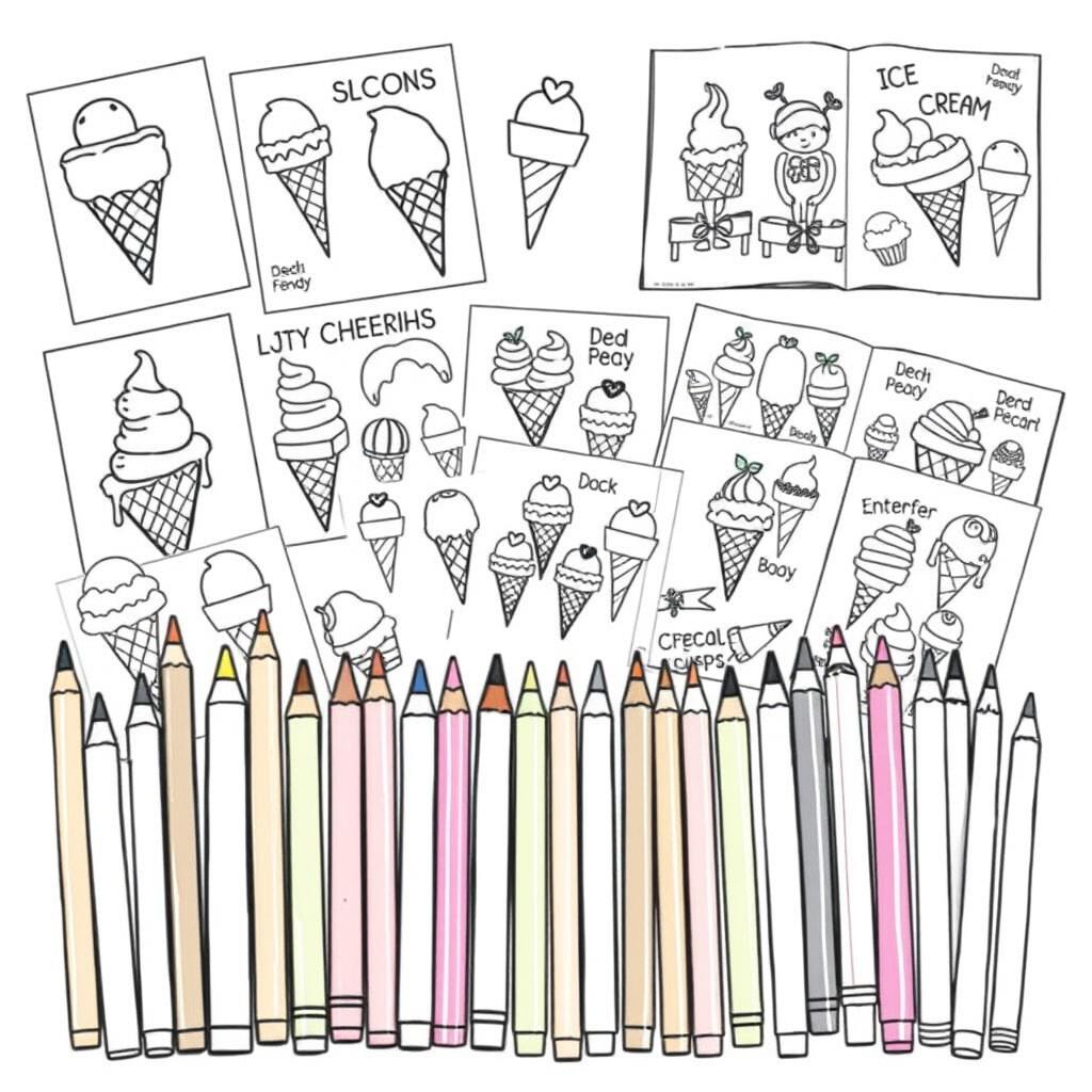 ice cream coloring book supplies