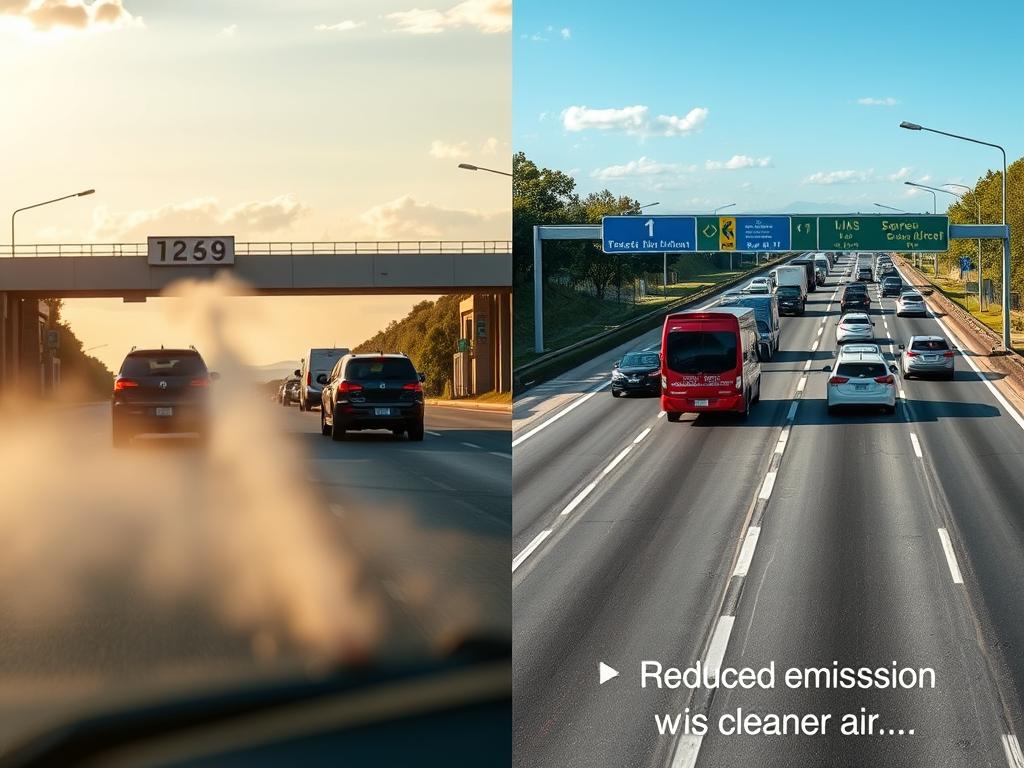 Reduction in vehicle emissions due to GNSS-based toll collection