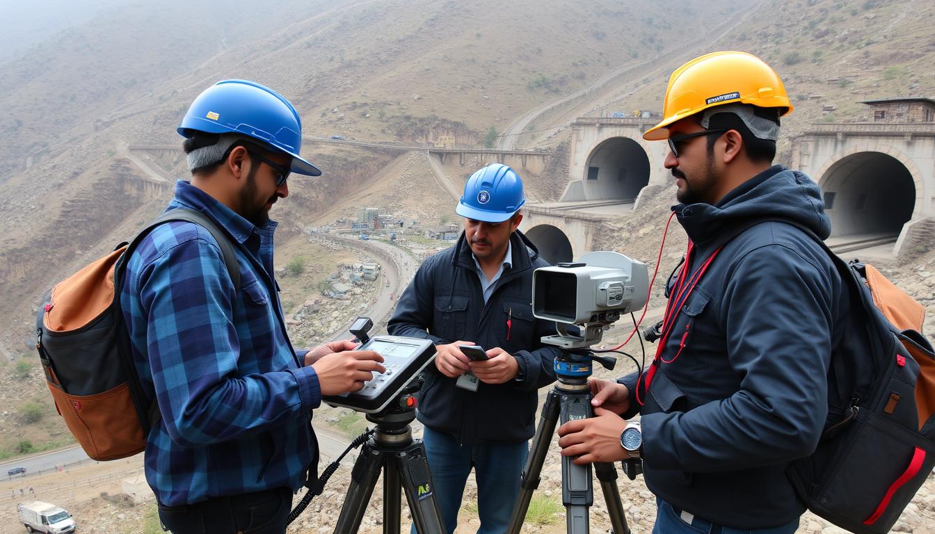 Engineers testing GNSS toll collection system in challenging environments