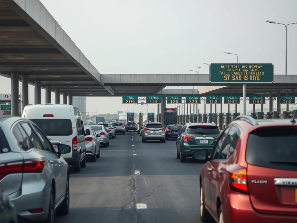 FASTag toll plaza showing congestion despite electronic collection