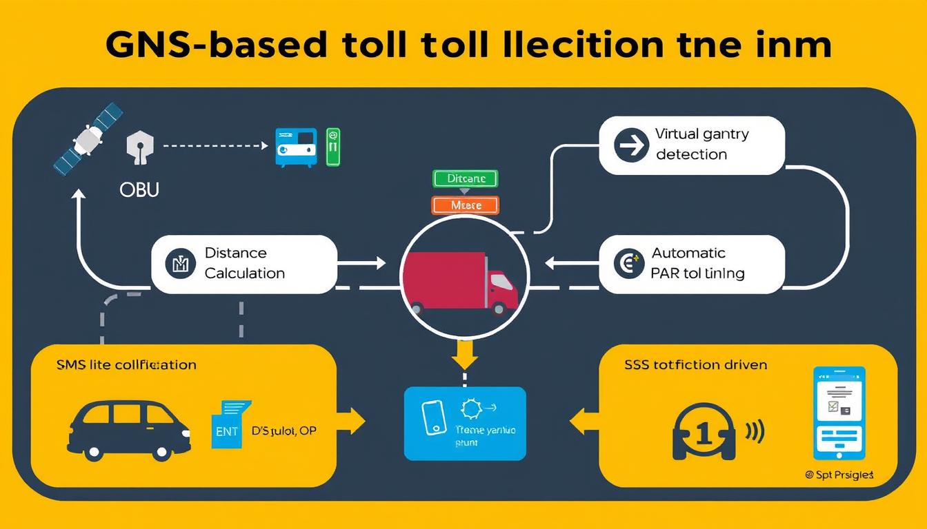 Diagram showing GNSS-based toll collection process in India
