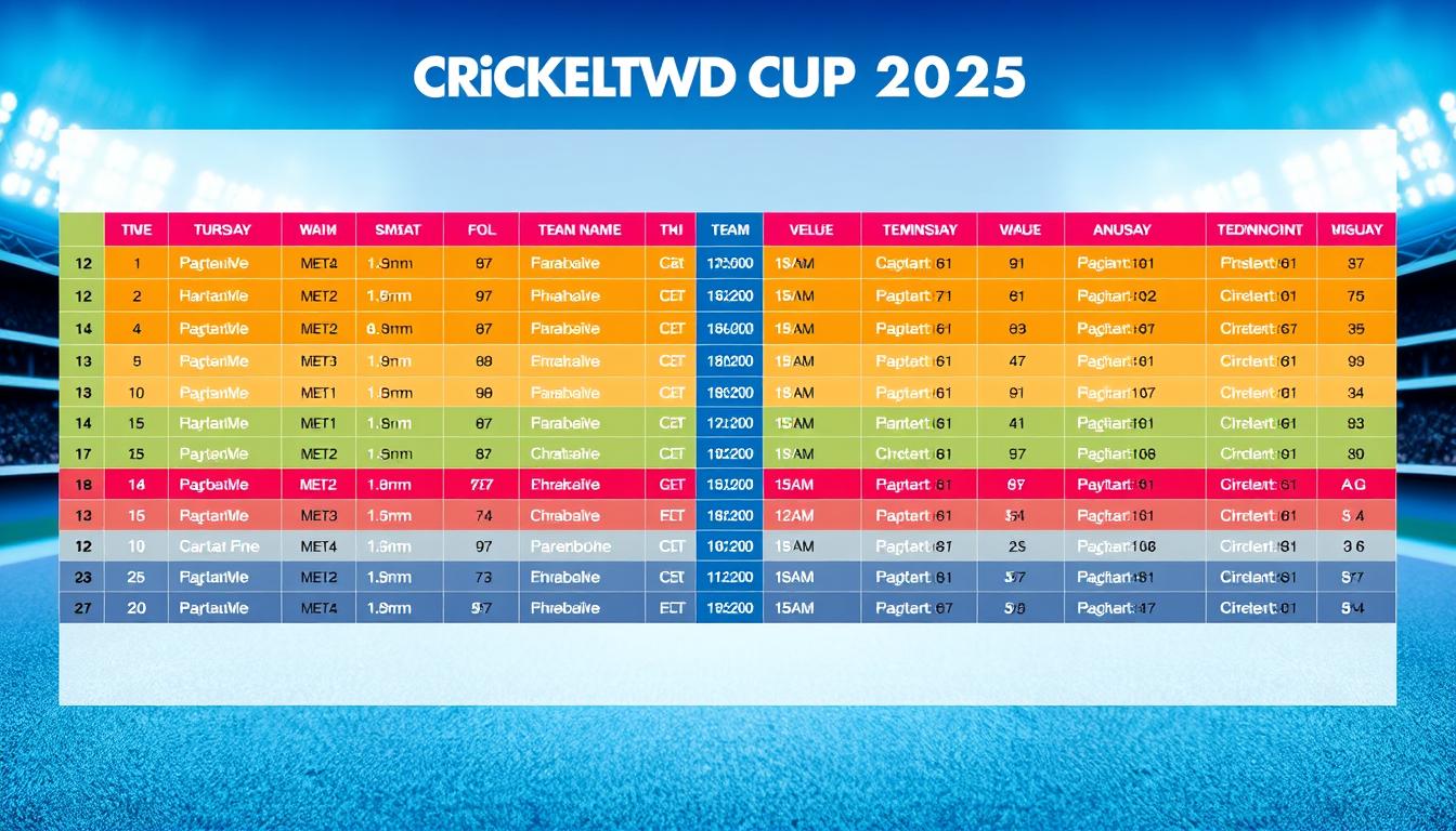 Cricket World Cup schedule
