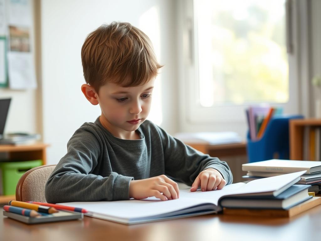 Child focusing on schoolwork showing improved concentration with ADHD treatment