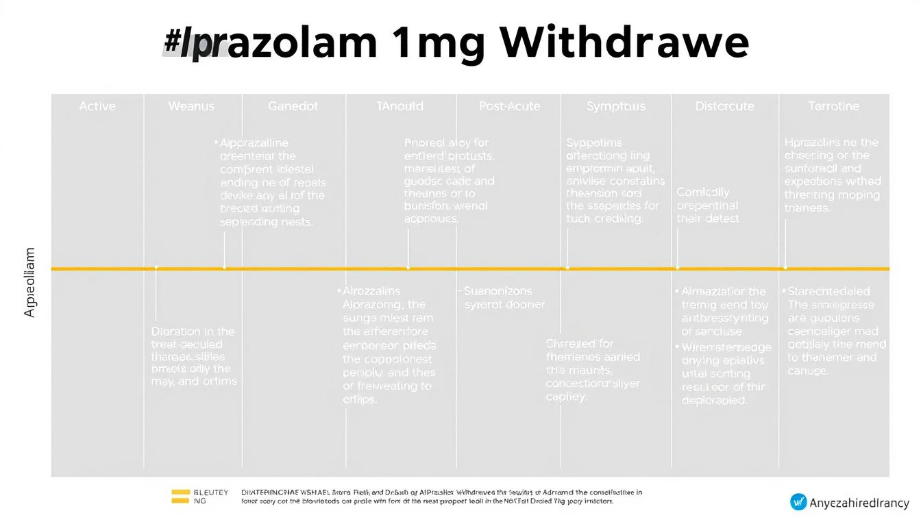 Chart showing Alprazolam 1mg withdrawal timeline and symptoms