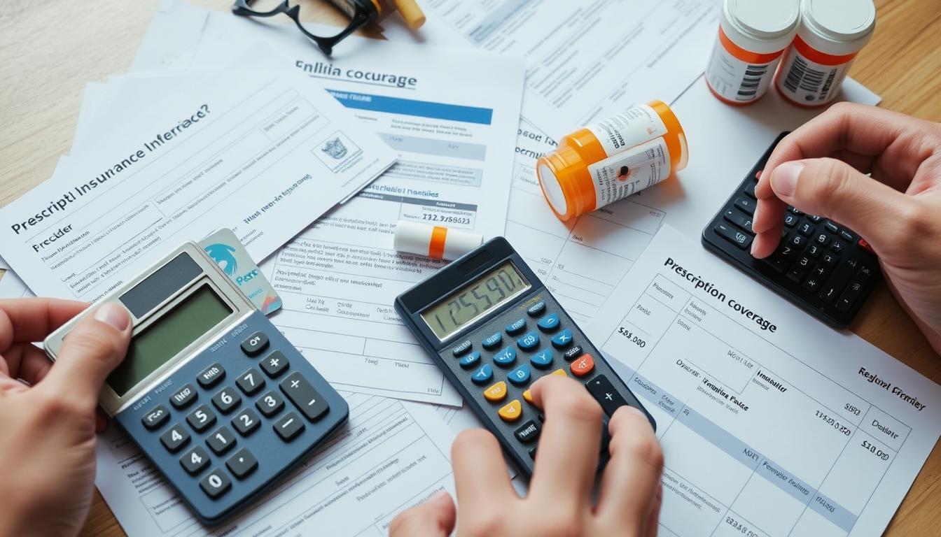Person reviewing health insurance documents and prescription costs