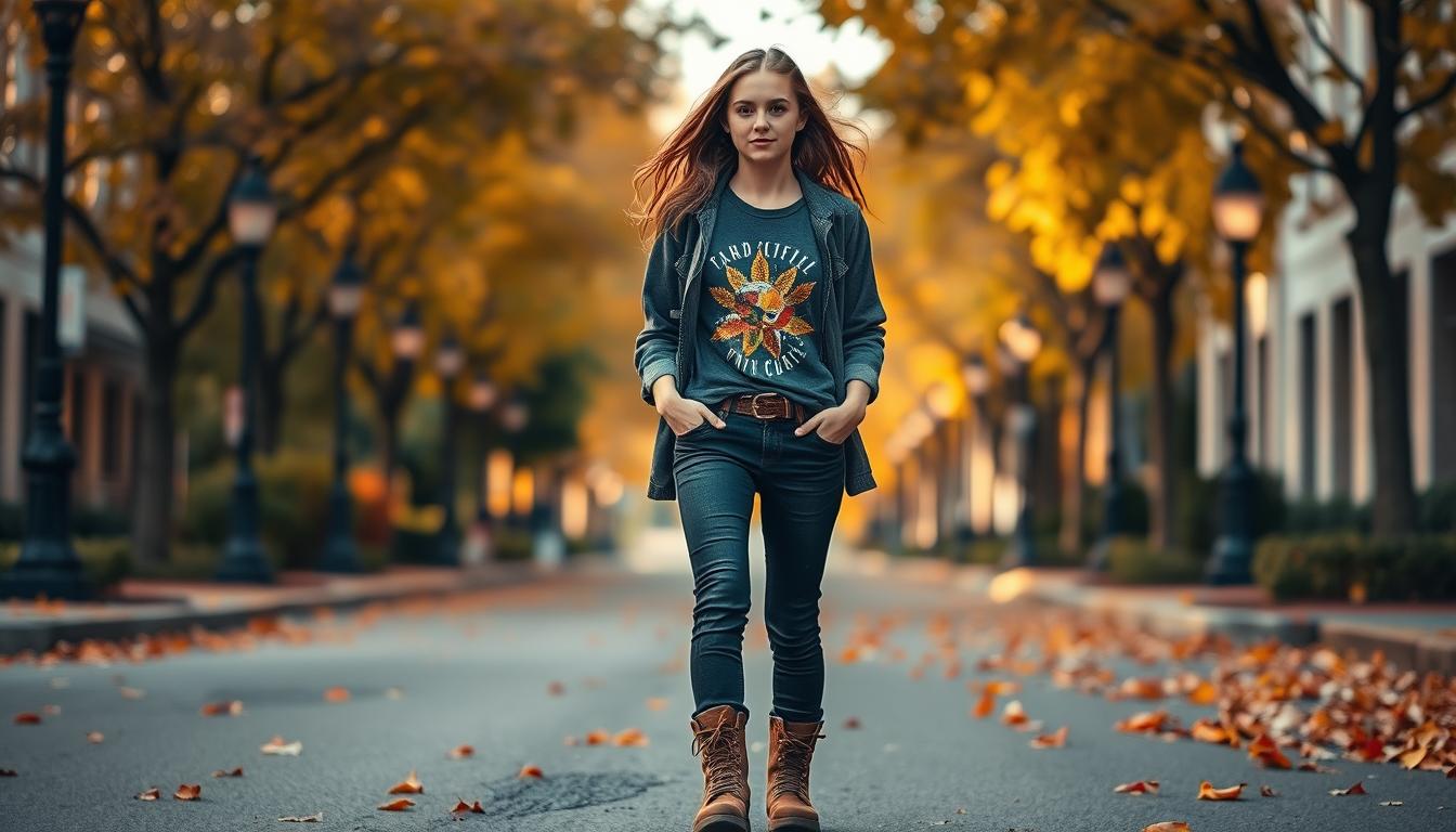 fall graphic tee outfit
