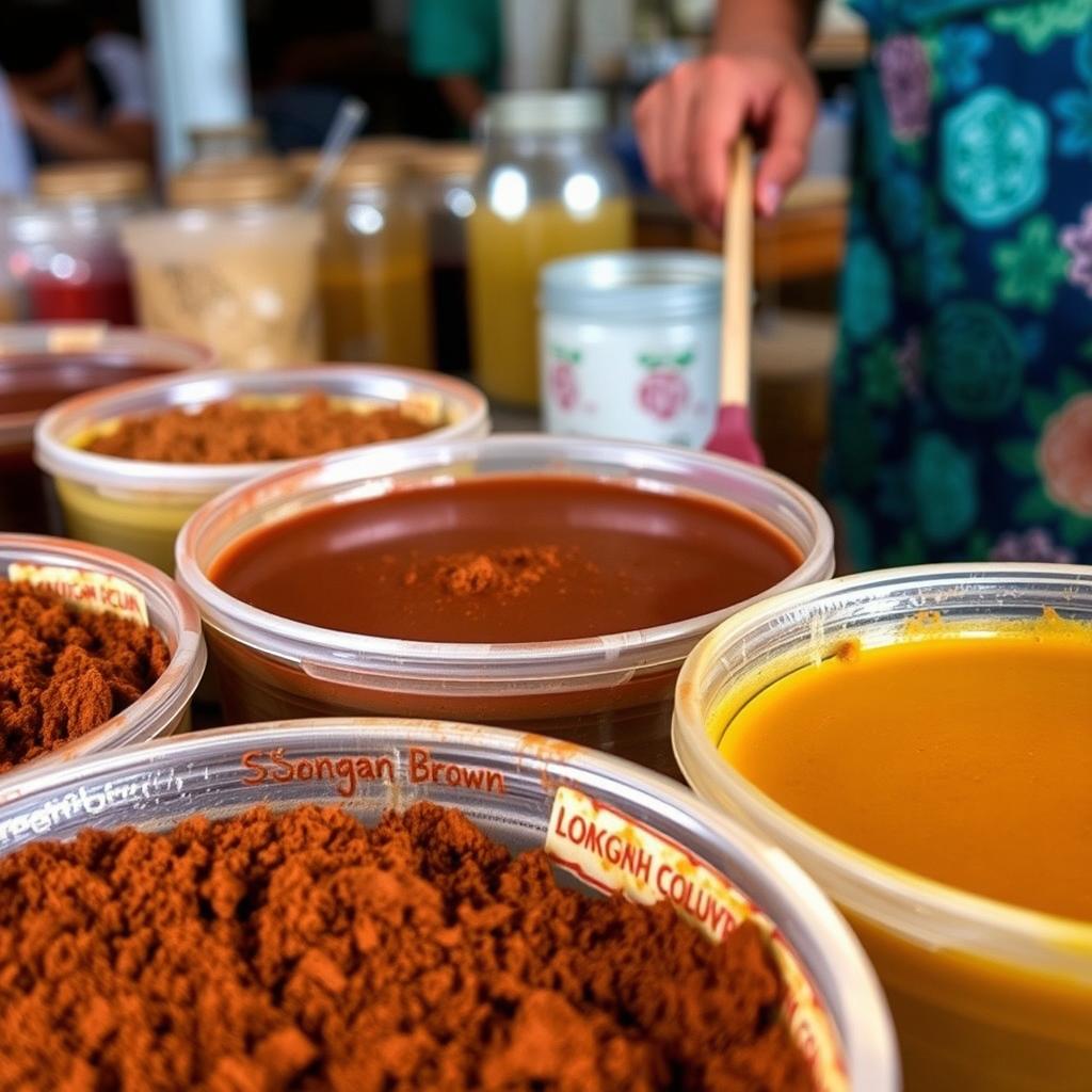 Natural dye colors used in traditional Malaysian batik