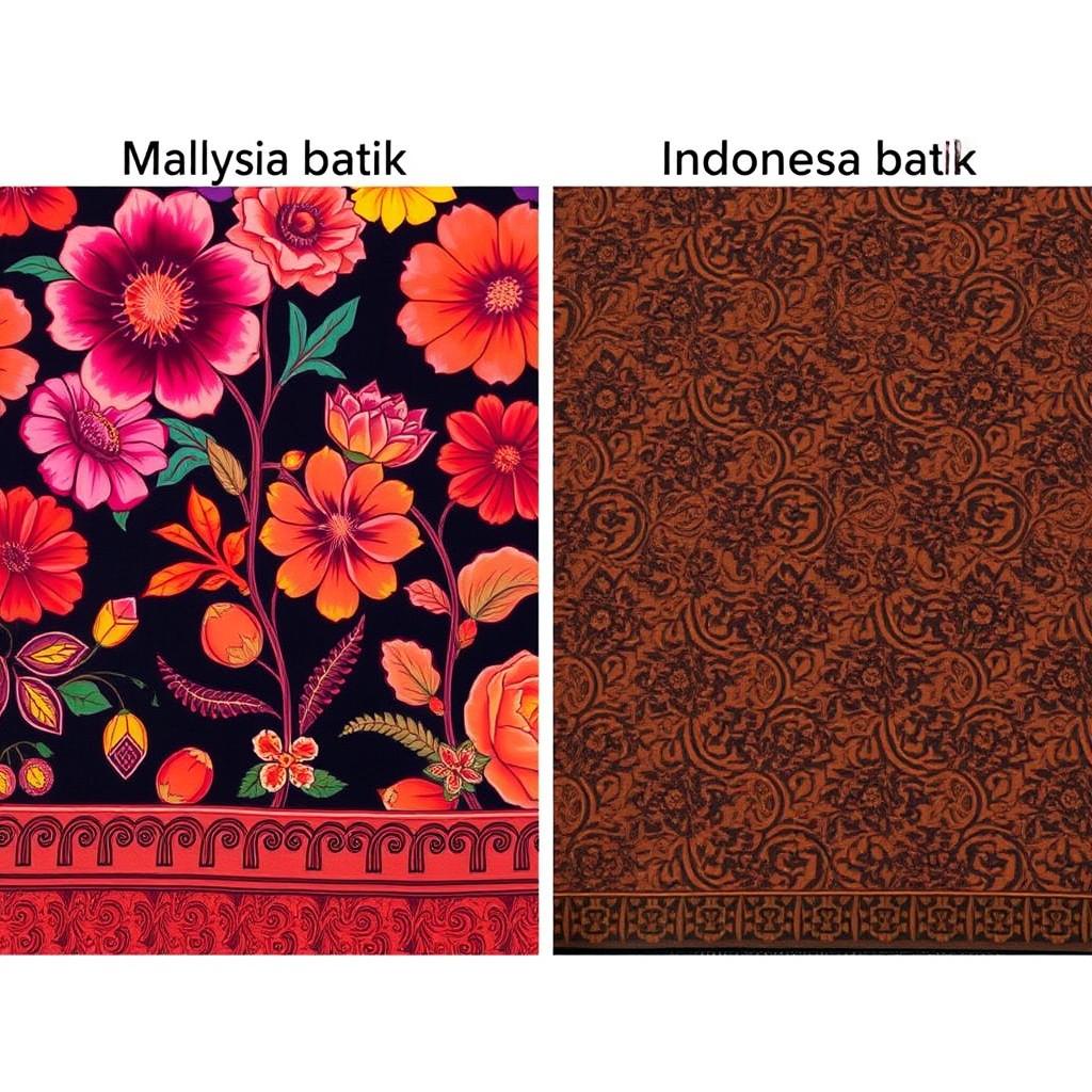 Comparison of Malaysian and Indonesian batik color palettes and patterns
