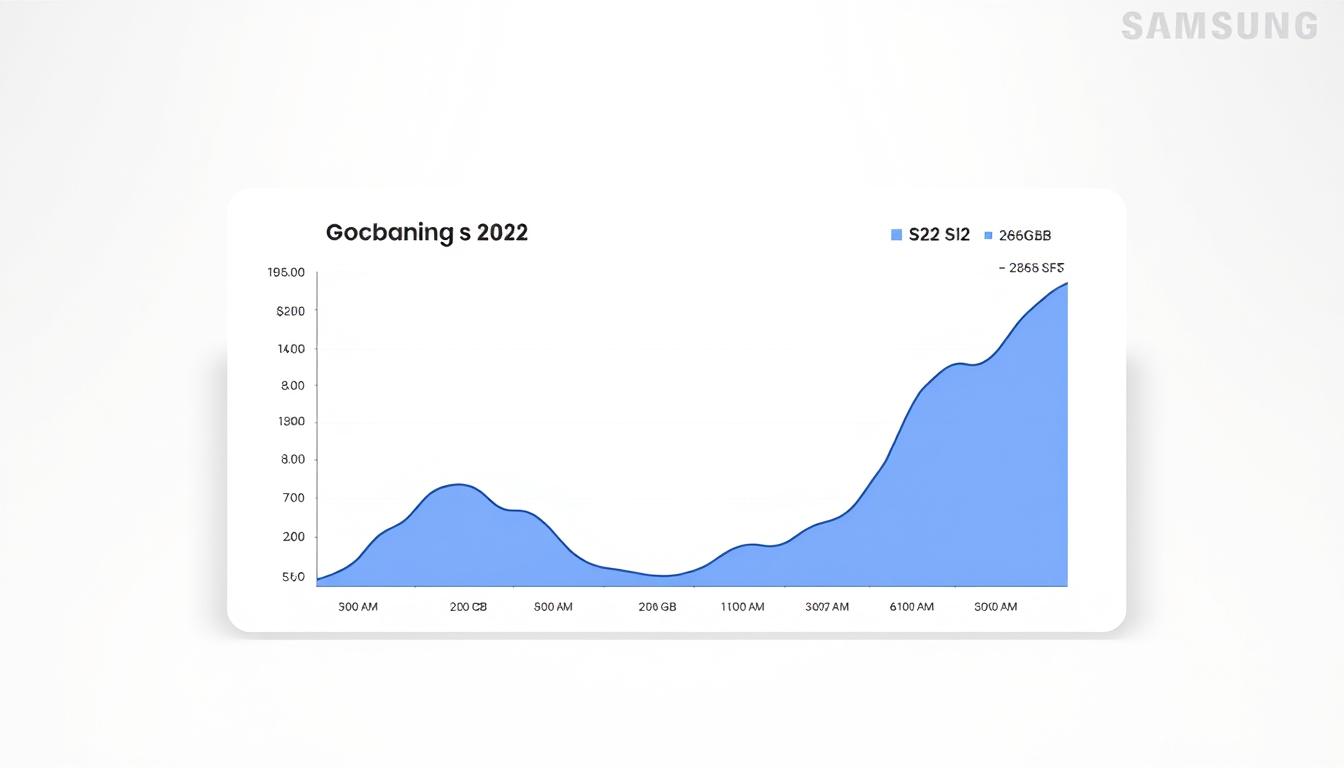 Gráfico de preço ao longo do tempo comparando Galaxy S24 vs S23 e projeção futura
