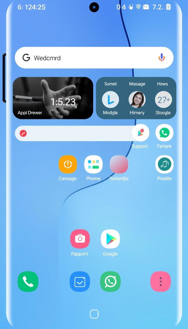 Interface do One UI 7.0 no Galaxy S24 Ultra mostrando a tela inicial e menu de aplicativos
