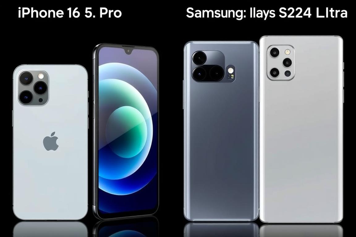 Comparação visual entre iPhone 16 Pro, iPhone 15 Pro e Samsung Galaxy S24 Ultra