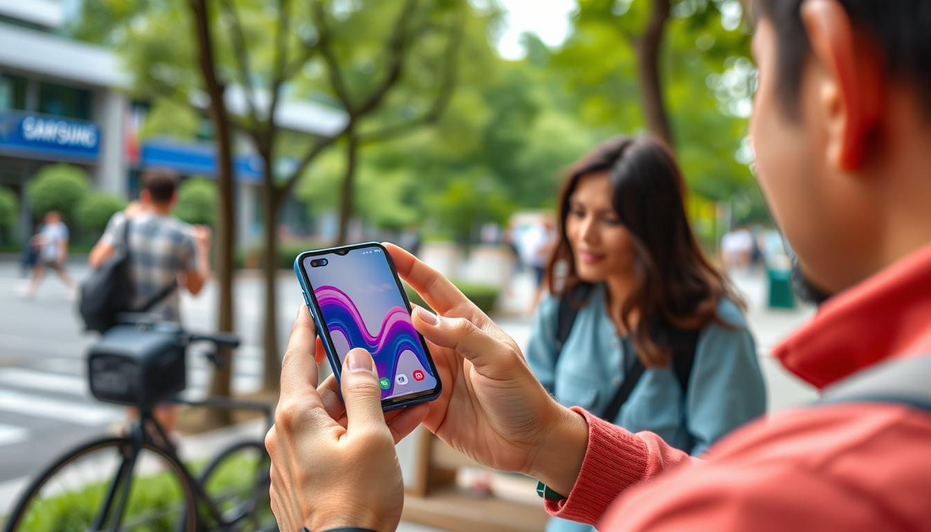 Galaxy A34 5G em uso cotidiano mostrando suas principais características