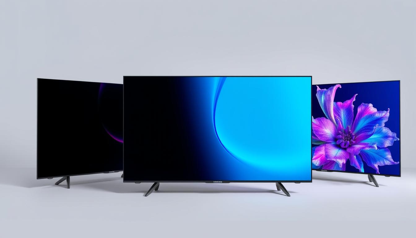 As três melhores TV 4K Samsung Smart 2025 lado a lado mostrando diferenças de design e tela