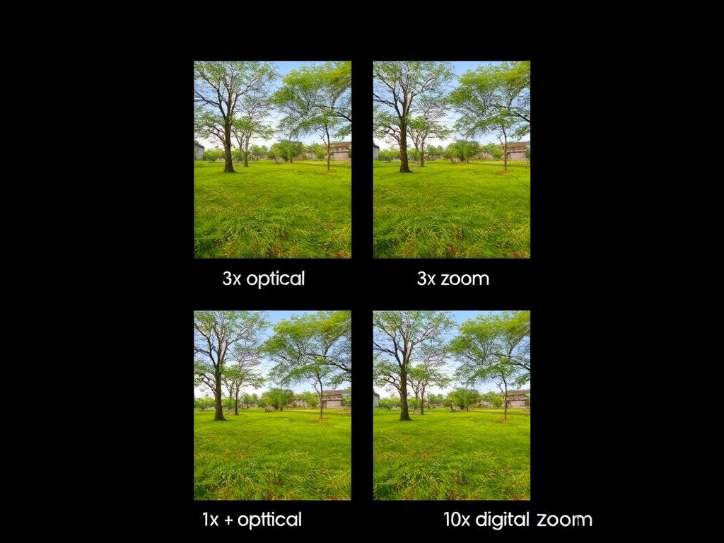 Comparação de zoom entre 1x, 3x e 10x no Galaxy S24 Plus