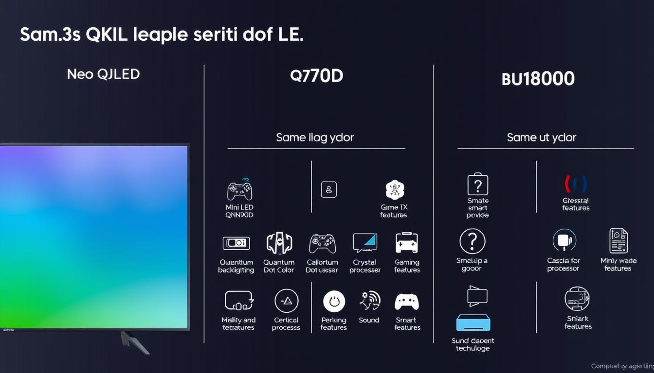 Comparação lado a lado dos recursos especiais das melhores TV 4K Samsung Smart 2025