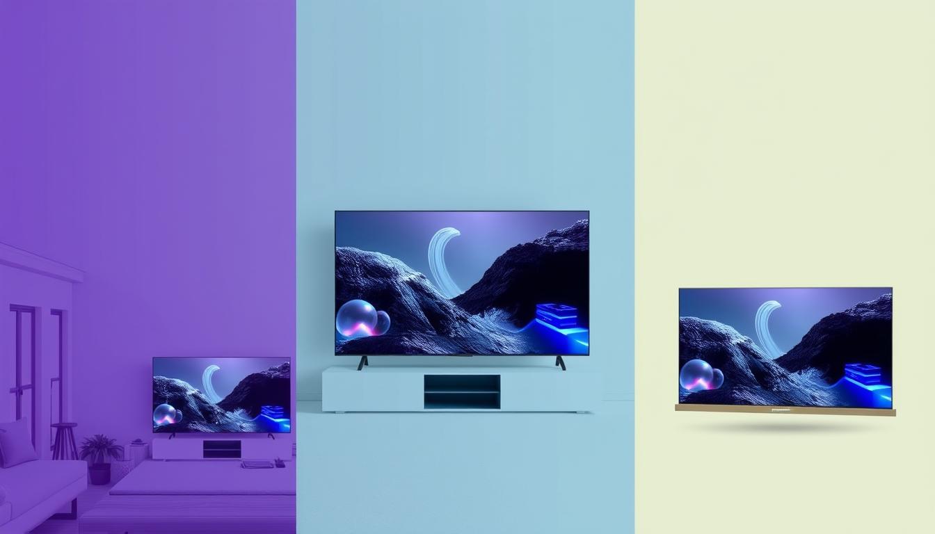 Diferentes tamanhos das melhores TV 4K Samsung Smart 2025 em ambientes variados