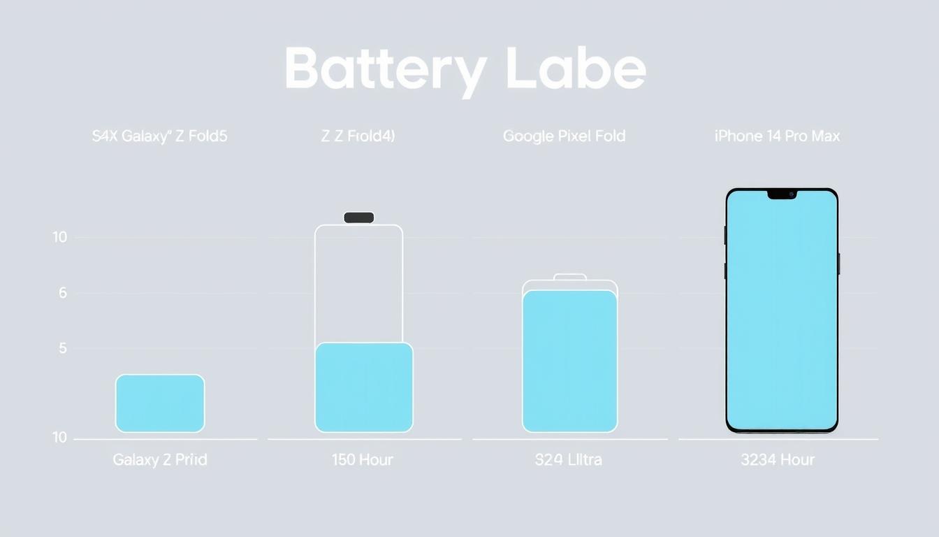 Gráfico de duração de bateria do Galaxy Z Fold5 comparado com outros smartphones em um galaxy z fold5 review