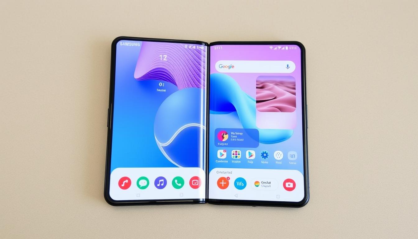 Interface do One UI 5.1.1 no Galaxy Z Fold5 mostrando recursos de multitarefas em um galaxy z fold5 review