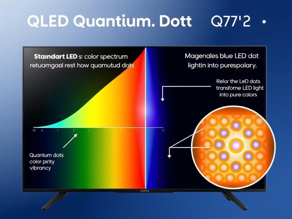 Demonstração da tecnologia QLED com pontos quânticos da Samsung Q70D mostrando gama de cores